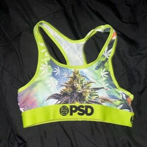 PSD Lime Green Botanical Graphic Sports Bra
